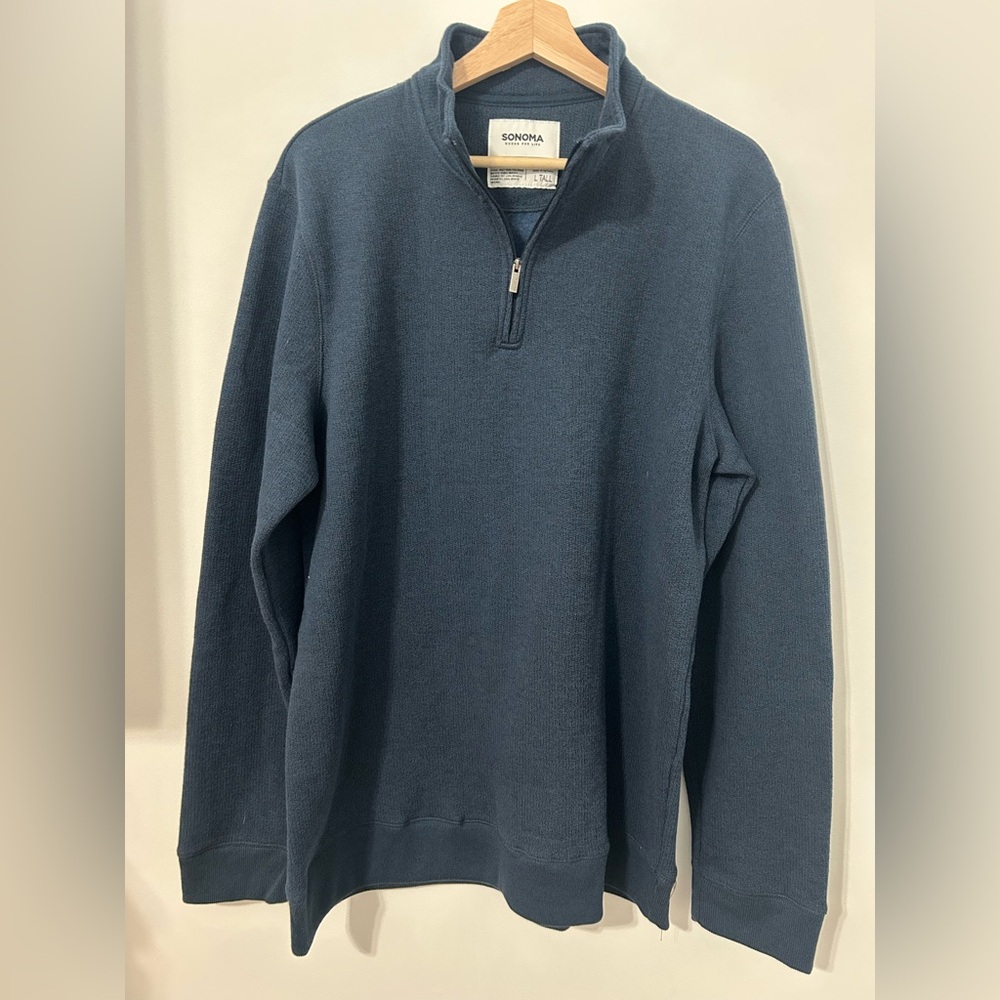 Sonoma Men's Navy Zip-Up Sweater L Tall